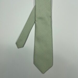 Hisdern Sage Green Geometric Micro Pattern Silk Blend Necktie Mens OS